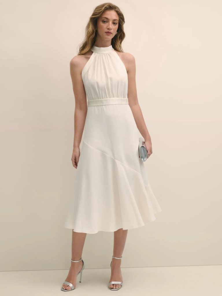 Brooks Brothers Light Tea Green Crepe Halter Dress